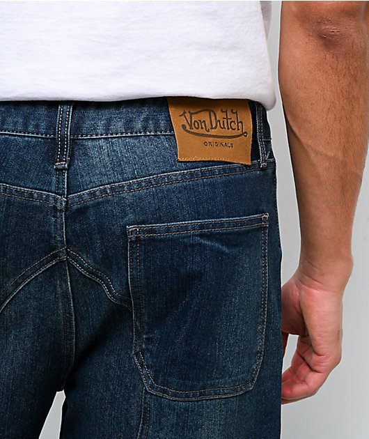 Von Dutch Hunter Blue Wash Cargo Jeans