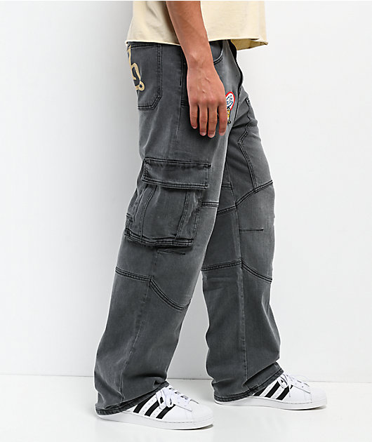 パンツ OG LABEL WASHED CARGO PANTS GRAY M Von Dutch Hunter Grey Wash Cargo Jeans | Zumiez