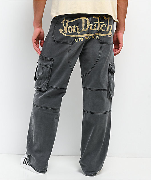 Von Dutch Hunter Grey Wash Cargo Jeans | Zumiez