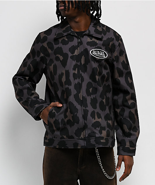 Von Dutch Leopard Print Grey Work Jacket