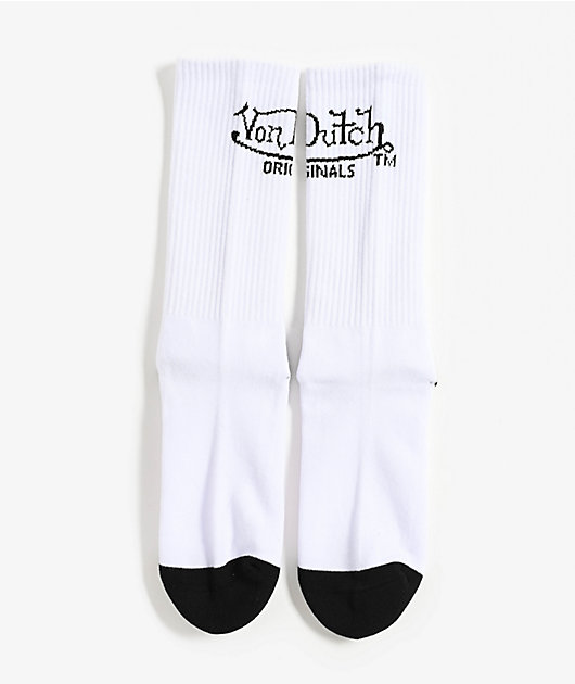 Von Dutch Logo White Crew Socks