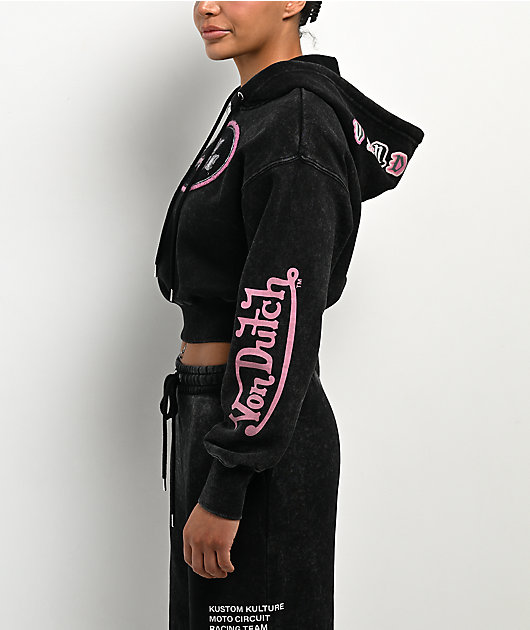 Von Dutch Mineral Black Crop Hoodie