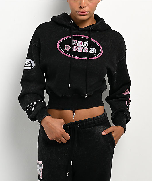 Von Dutch Mineral Black Crop Hoodie