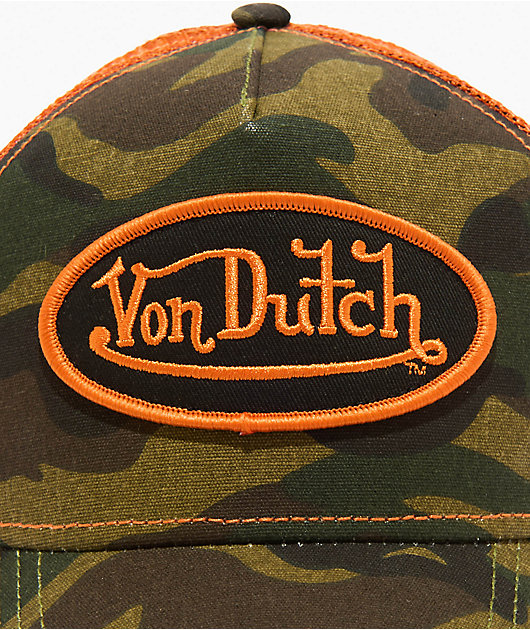 Von Dutch Multi Camo & Orange Trucker Hat