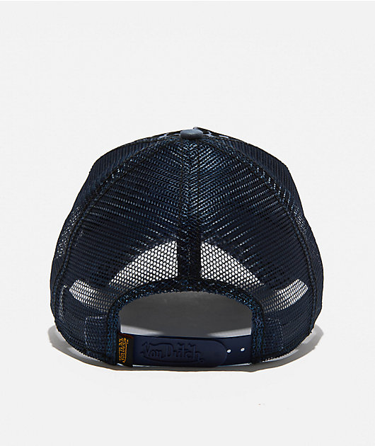 Von Dutch Navy Cheetah Flocked Trucker Hat