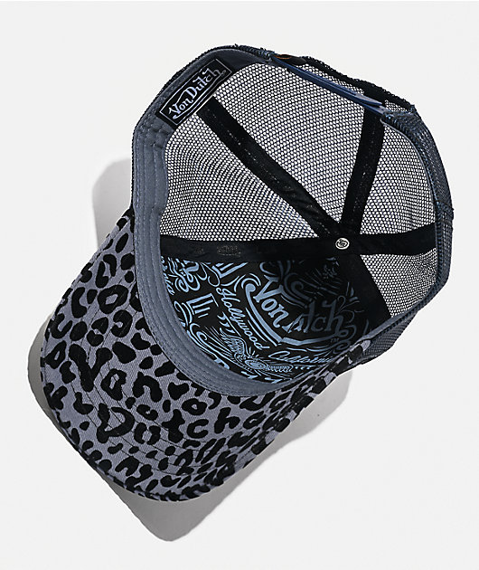Von Dutch Navy Cheetah Flocked Trucker Hat | Zumiez