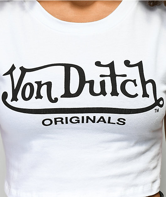 Von Dutch White Cropped T-Shirt Urban Outfitters UK | atelier-yuwa.ciao.jp