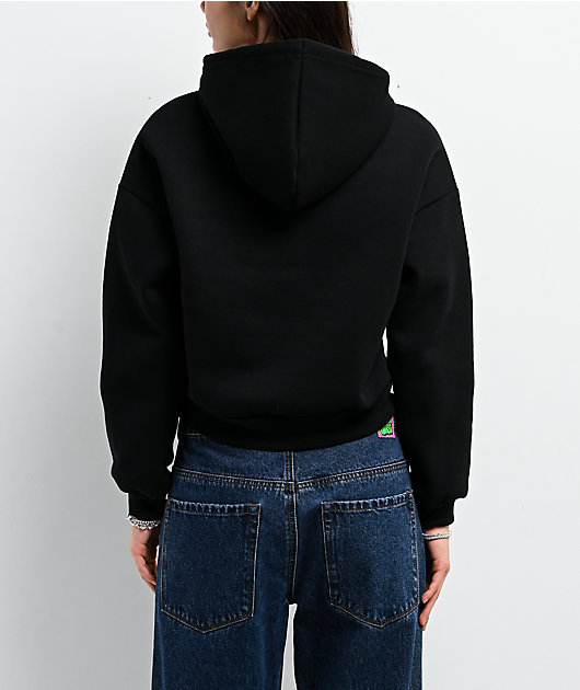 Von Dutch Patch Art Black Crop Hoodie