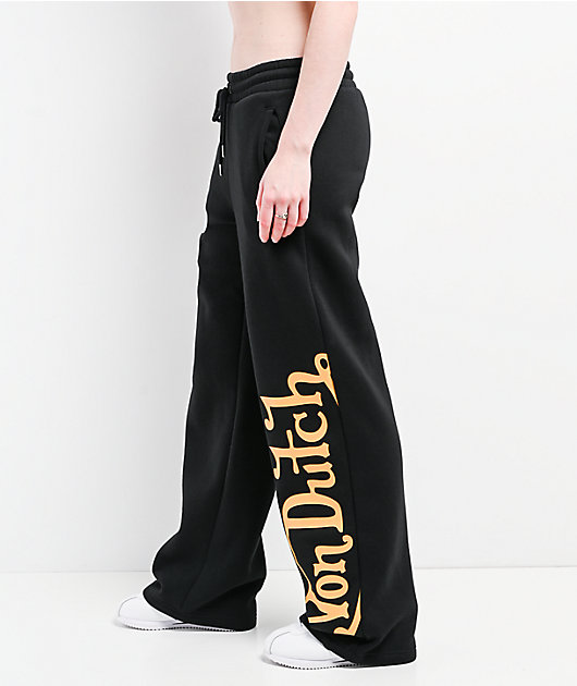 Von Dutch Patch Black Wide Leg Sweatpants