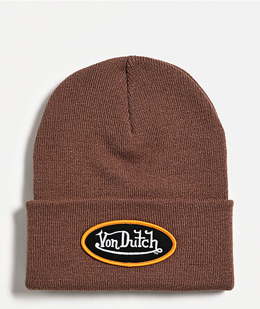 Von Dutch Patcher Brown Beanie | Zumiez