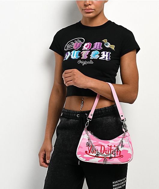 Von Dutch Pink Camo Shoulder Bag