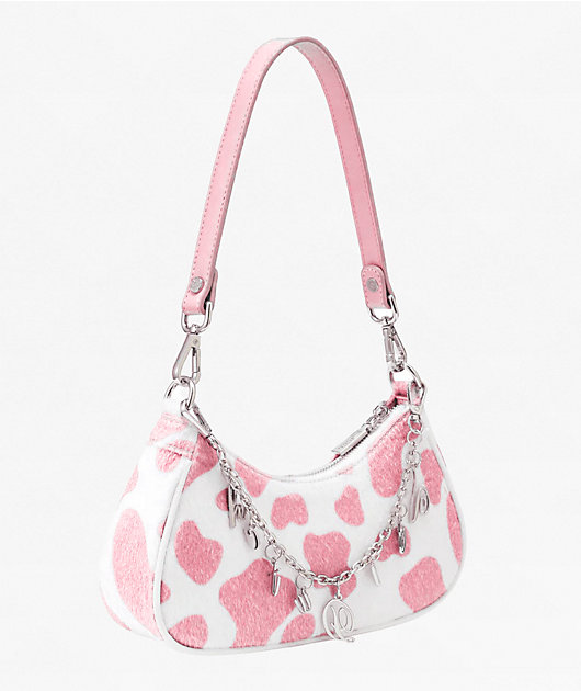 Von Dutch Pink Cow Print Shoulder Bag