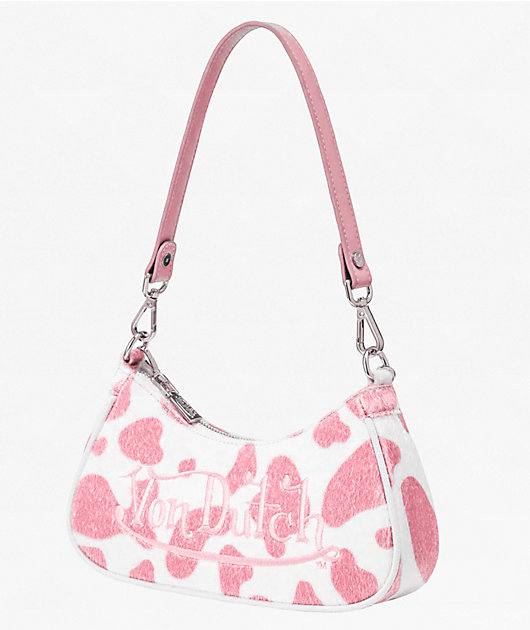 Von Dutch Pink Cow Print Shoulder Bag