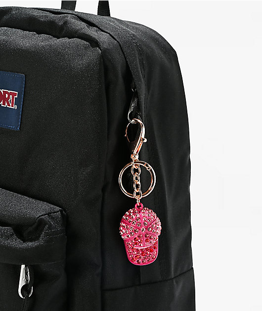 Von Dutch Pink Hat Rhinestone Bag Charm