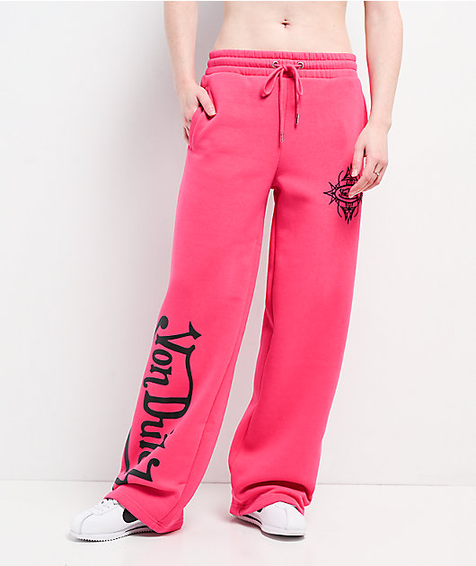 Von Dutch Pink Wide Leg Sweatpants