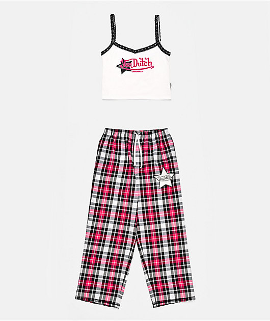 Von Dutch Plaid Pink Lounge Set