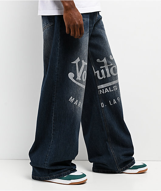Von Dutch Reaper Blue Wash Baggy Jeans