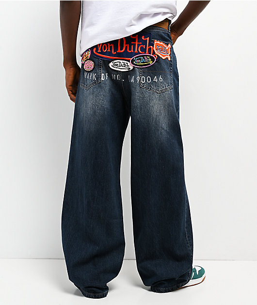 Von Dutch Reaper Blue Wash Baggy Jeans