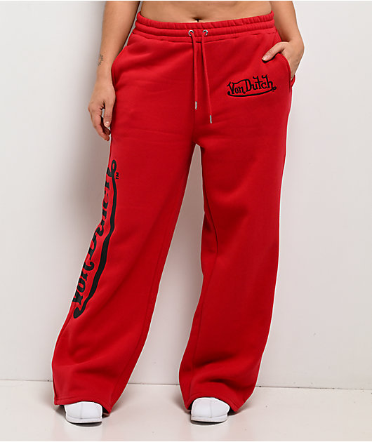 Von Dutch Red Wide Leg Sweatpants