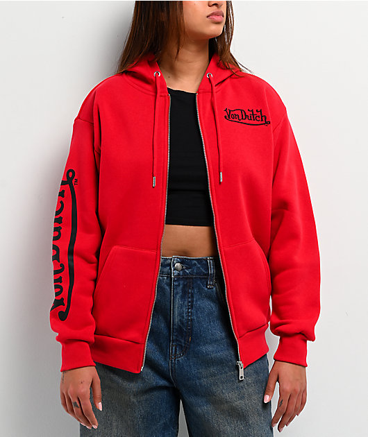 Von Dutch Red Zip Hoodie