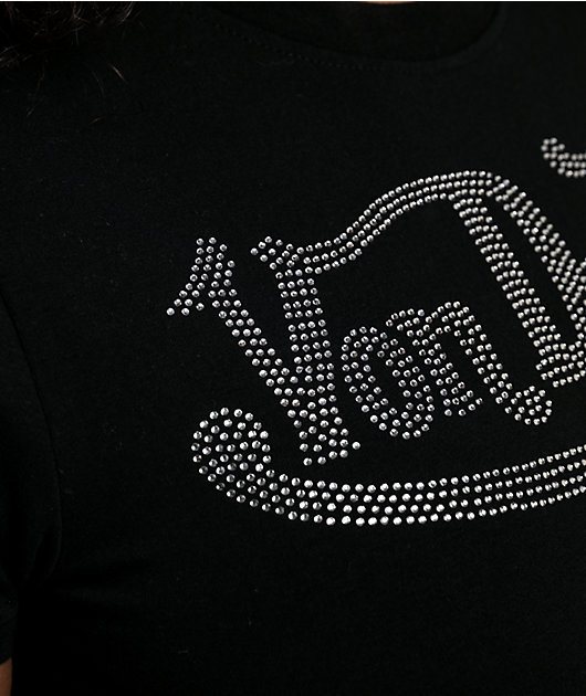 Von Dutch Rhinestone Black Crop T-Shirt