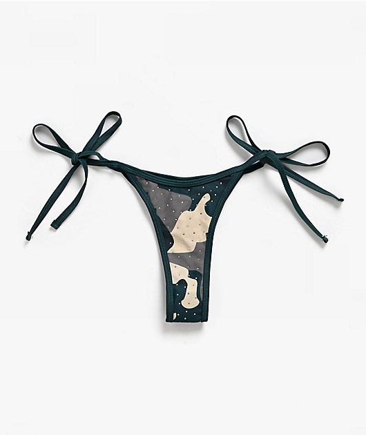 Von Dutch Rhinestone Camo High Leg Bikini Bottom