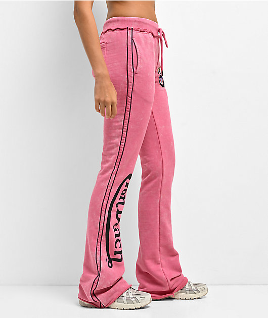 Von Dutch Rope Pink Wash Flare Sweatpants