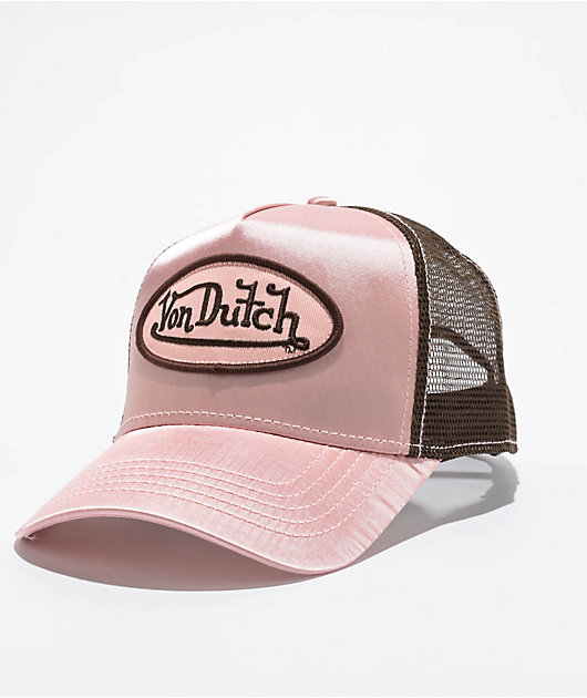 Von Dutch★Pink Trucker Hat ハット キャップ Von Dutch Satin Pink Trucker Hat | Zumiez