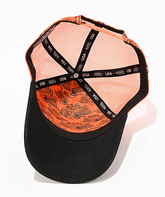 Von Dutch Staple Black & Orange Trucker Hat
