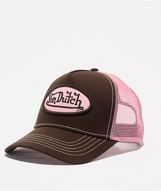 Von Dutch Staple Brown Pink Trucker Hat Zumiez