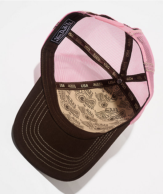 Von Dutch Staple Brown & Pink Trucker Hat | Zumiez
