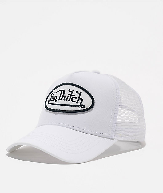 Von Dutch Staple White & Black Trucker Hat | Zumiez