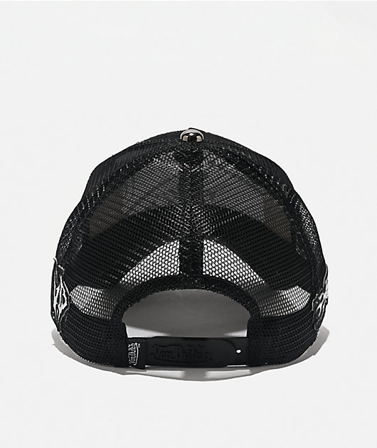 Von Dutch Studded Black Suede Trucker Hat