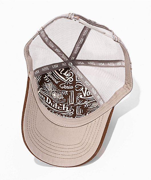 Von Dutch Suede Brown & Grey Trucker Hat