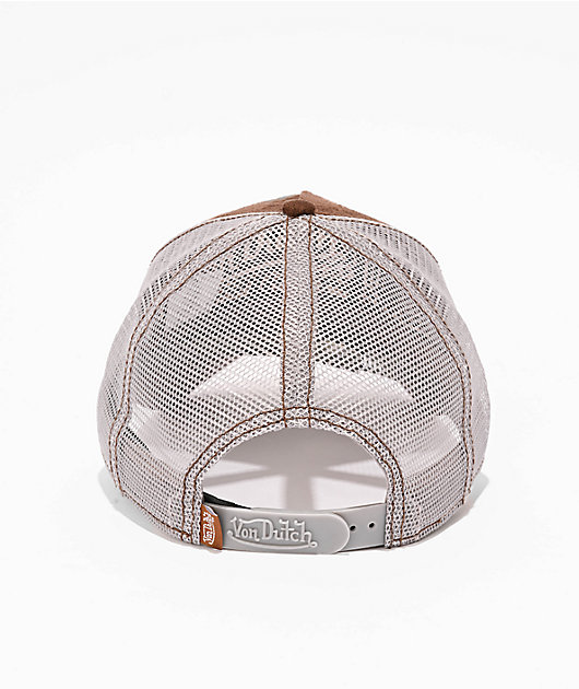 Von Dutch Suede Brown & Grey Trucker Hat