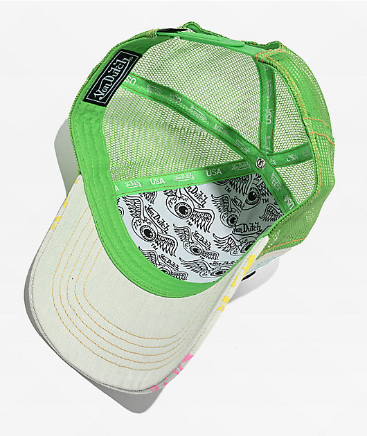 Von Dutch Tagged Denim & Green Trucker Hat