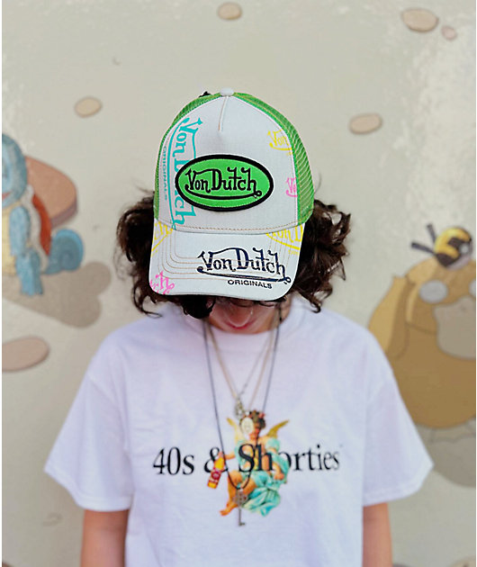 Von Dutch Tagged Denim & Green Trucker Hat