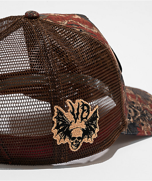Von Dutch Tapestry Burgundy Trucker Hat