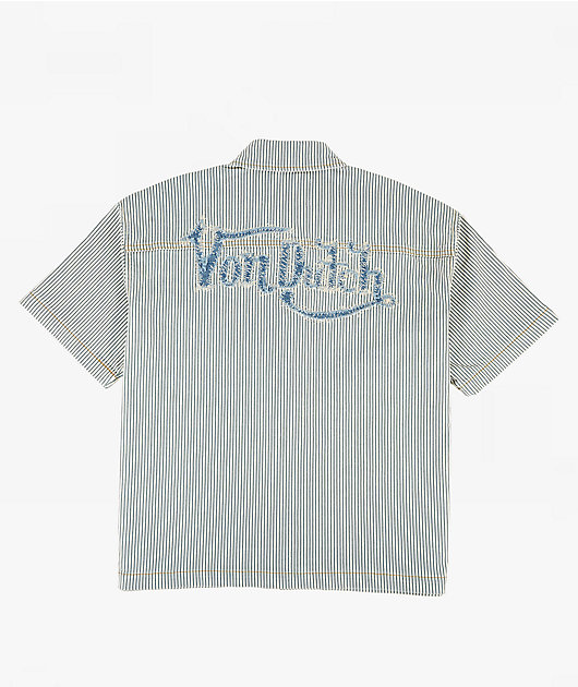 Von Dutch The Zod White Stripe Crop Work Shirt