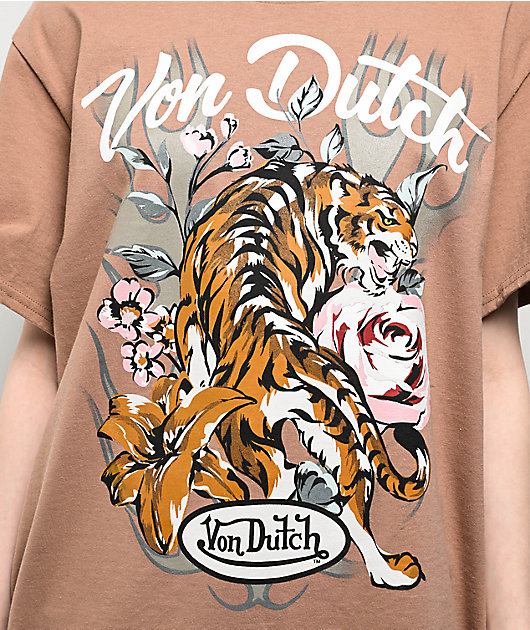 Von Dutch Tiger Rose Beige T-Shirt