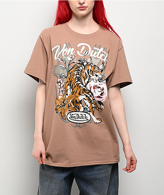Von Dutch Tiger Rose Beige T-Shirt