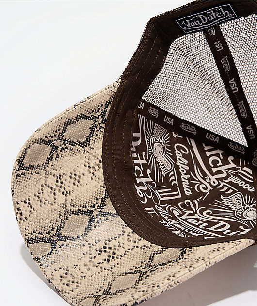 Von Dutch Vanimal Snakeskin Brown Trucker Hat