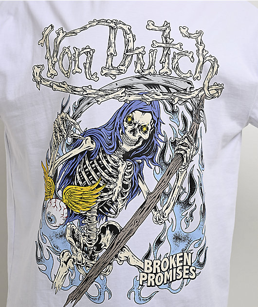 Von Dutch X Broken Promises Bare Bones White T-Shirt