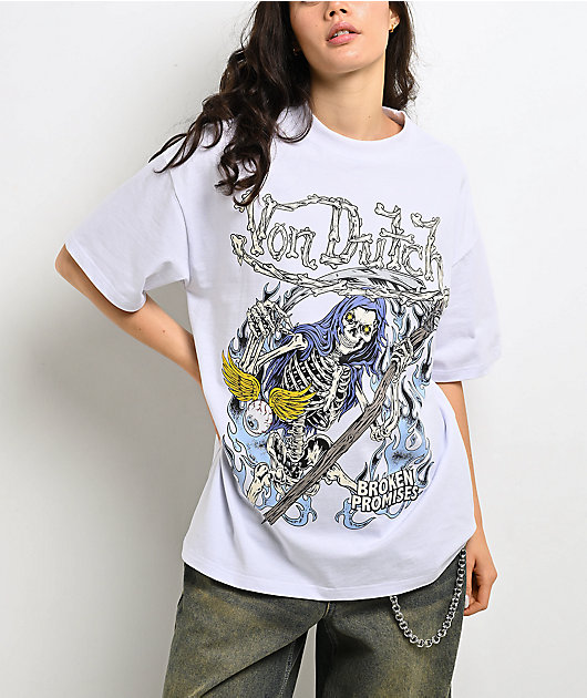 Von Dutch X Broken Promises Bare Bones White T-Shirt