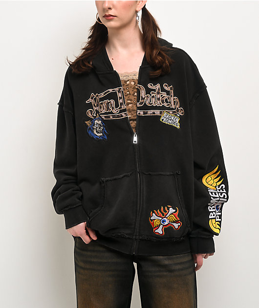 Von Dutch X Broken Promises Wild Ride Black Wash Zip Hoodie | Zumiez Von Dutch X Broken Promises Wild Ride Black Wash Zip Hoodie | Zumiez