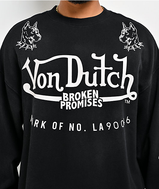 Von Dutch x Broken Promises All In Black Wash Crewneck Sweatshirt