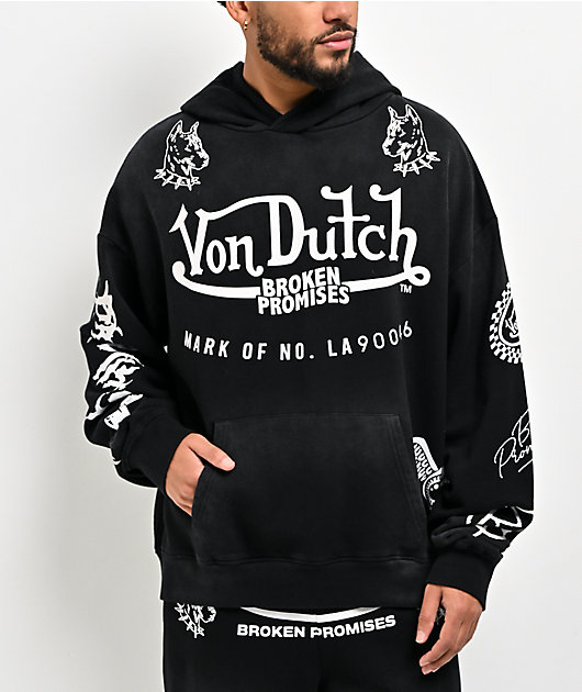 Von Dutch x Broken Promises All In Black Wash Hoodie