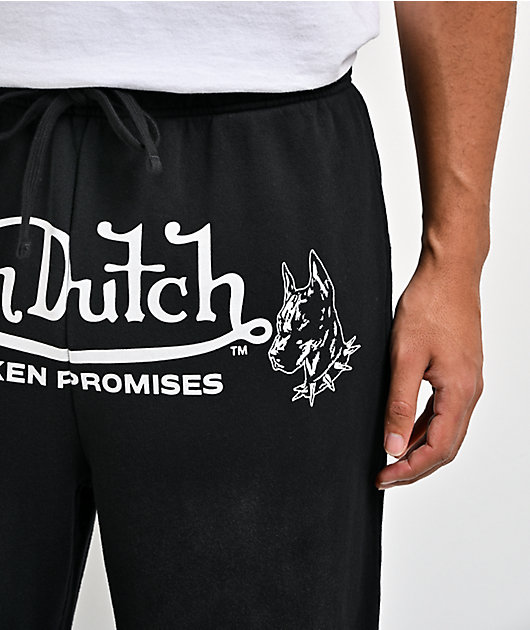 Von Dutch x Broken Promises All In Black Wash Wide Leg Sweatpants
