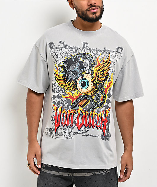 Von Dutch x Broken Promises Dark Crusader Light Grey Wash T-Shirt