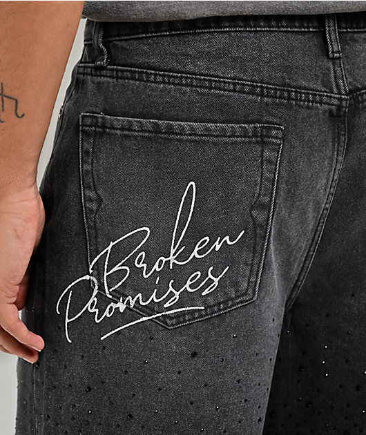 Von Dutch x Broken Promises Night Sky Rhinestone Black Wash Denim